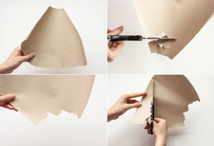 Aus Papier einen Trichter formen und zackige Ränder schneiden