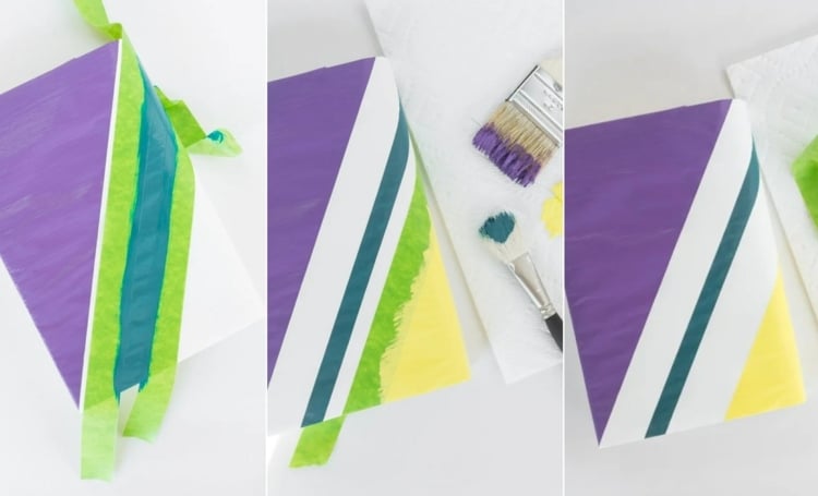 Buchumschlag selber machen mit weißem Papier - Modernes Muster in bunten Farben