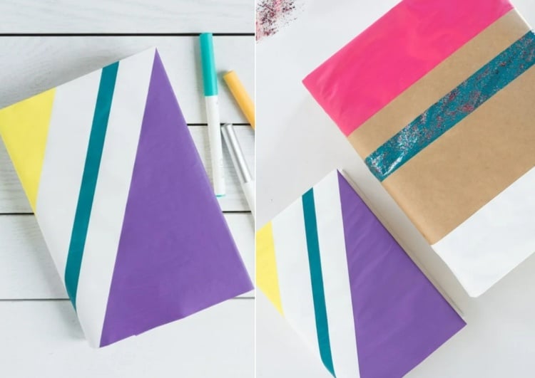 Buchumschlag selber machen und gestalten mit Farben - Geometrisches Muster