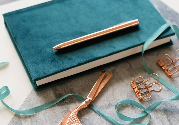 Design an elegant book with velvet as an idea for a guest book