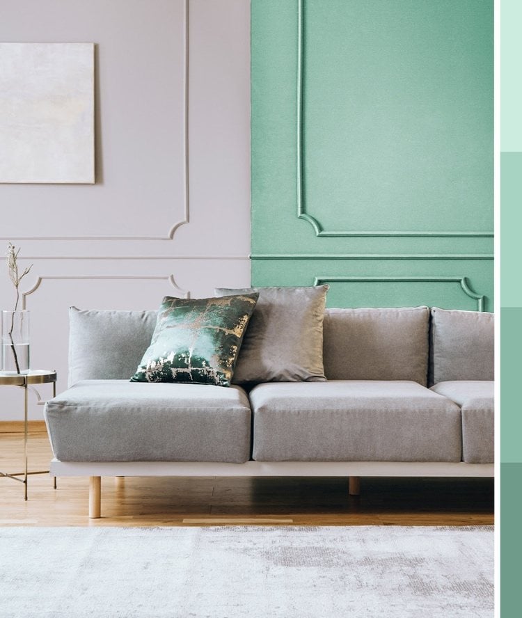 Gray goes perfectly with mint for the modern living room