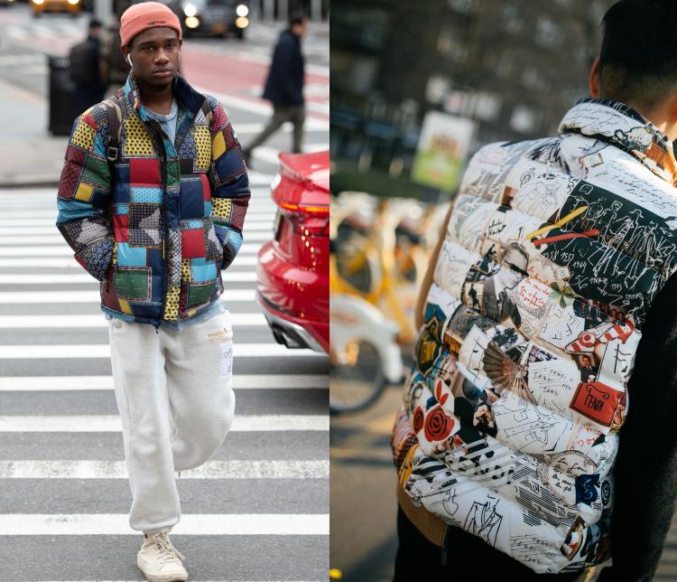 Autumn trends 2020 men's jackets with patchwork motifs and photo collages