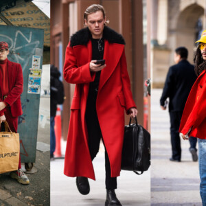 Herbst Trends 2020 Herren rote Anzüge und Mäntel tragen
