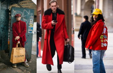 Herbst Trends 2020 Herren rote Anzüge und Mäntel tragen
