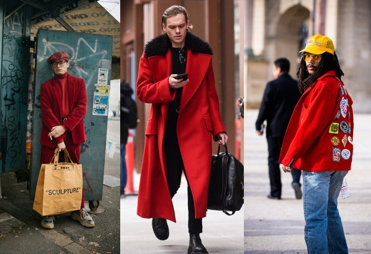 Fall trends 2020 men wearing red suits and coats