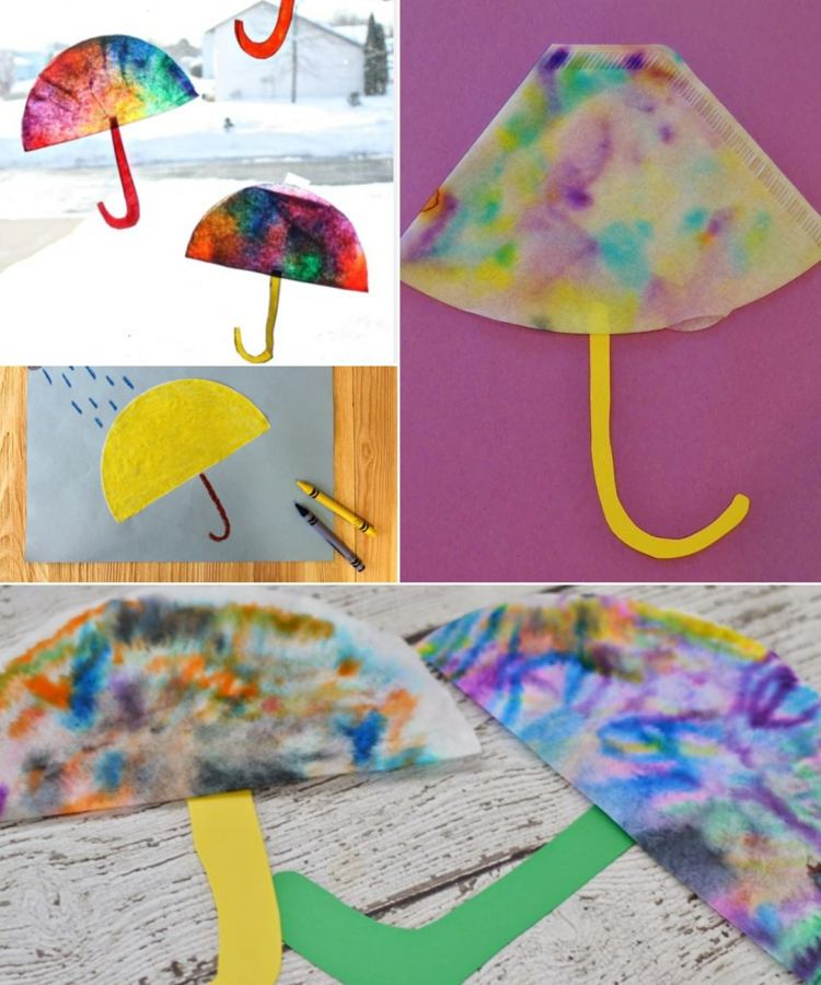 Ideen mit Kaffeefiltern - Schirme bemalen mit Wasserfarben oder anderen Farben