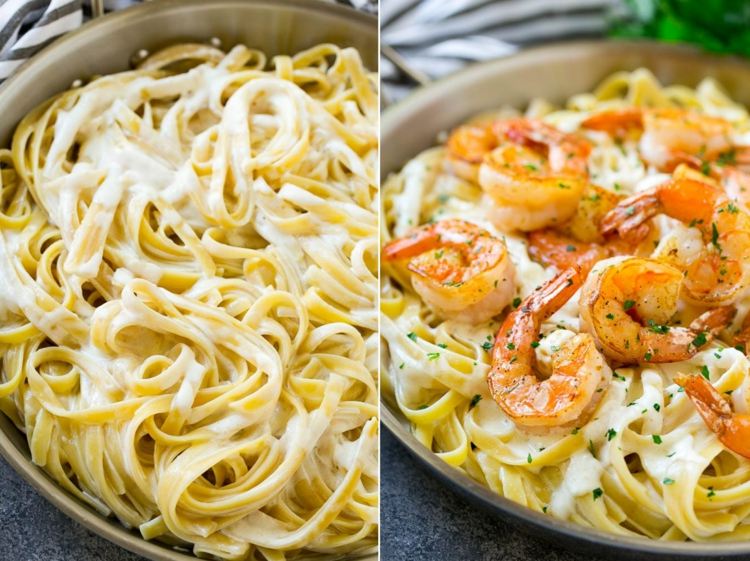 Make your own cheese sauce with shrimp or prawns