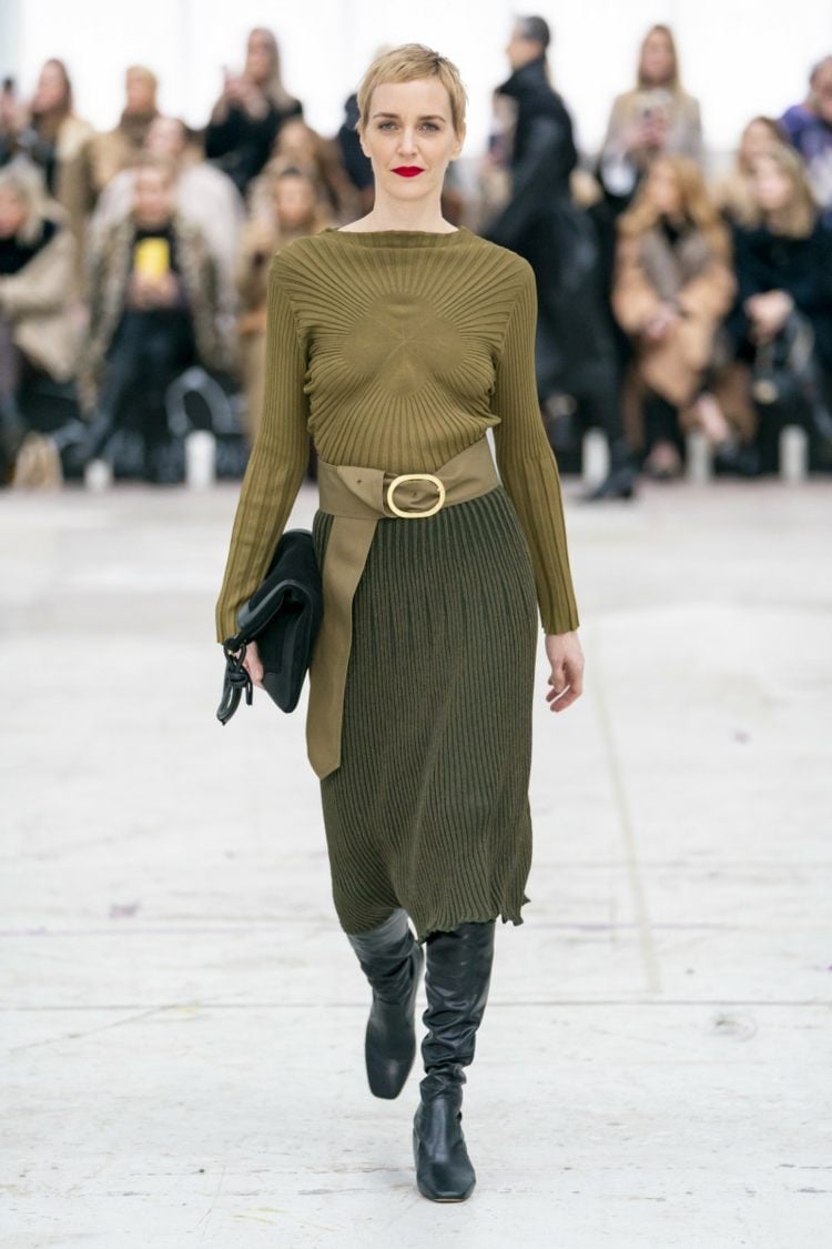 Military olive and khaki knitwear - sweaters and knitted skirt