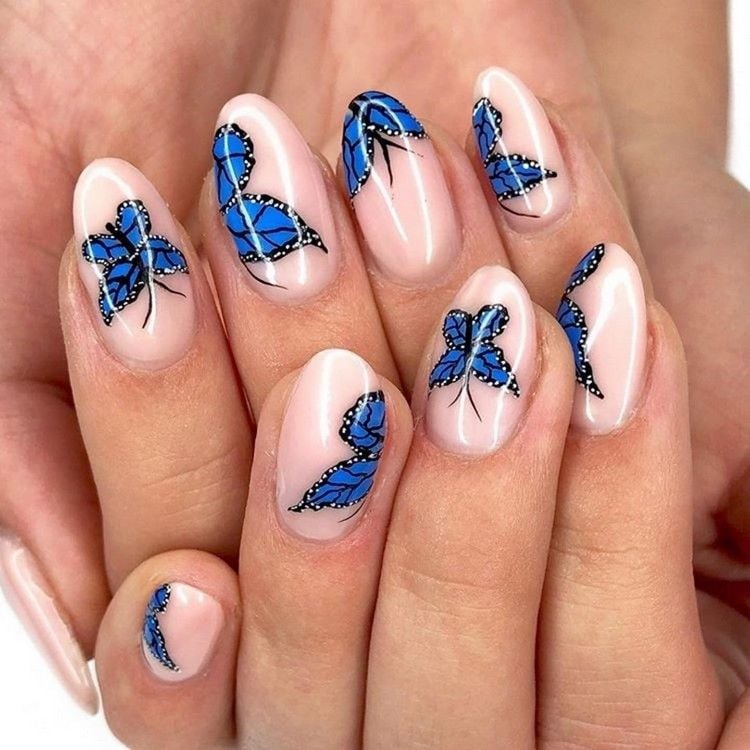 Nageldeko Ideen Sommer Acylnägel Nageldesign Butterfly Nails Trend