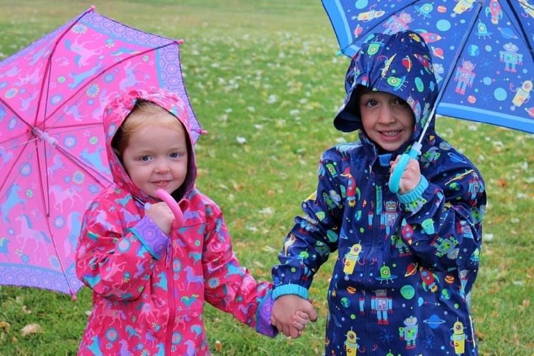 Outdoor clothing for children for excursions in autumn