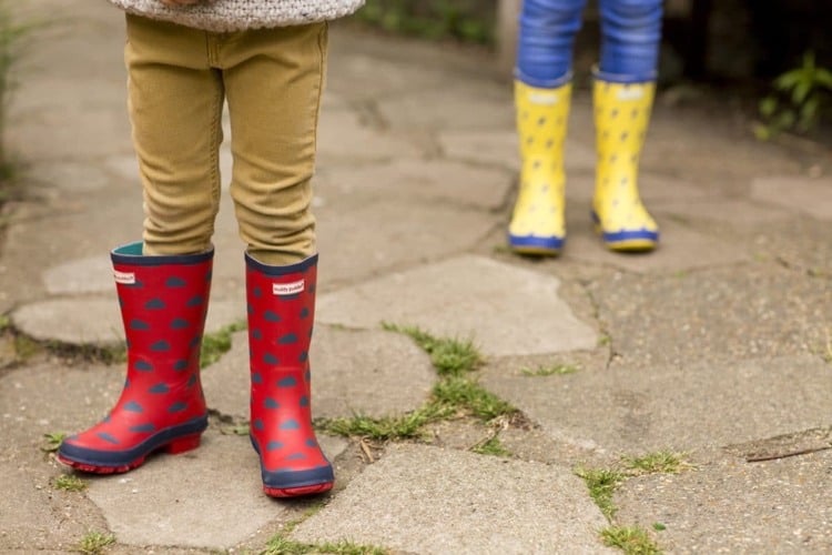 Rainwear with rubber boots and pants