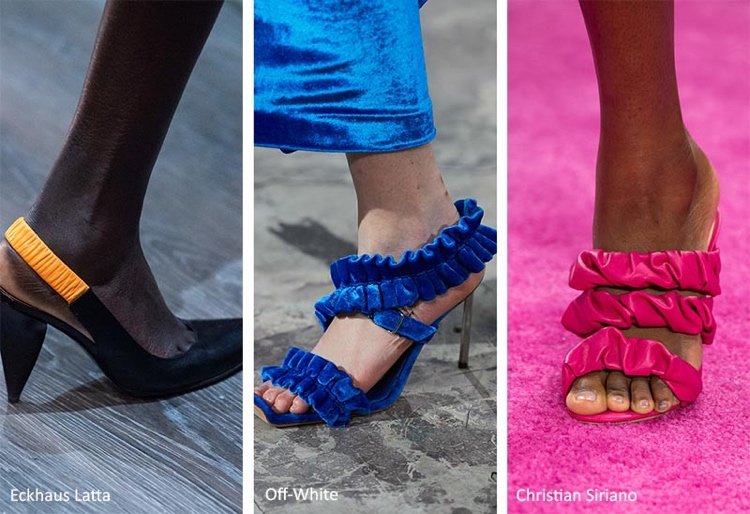 Shoe trends 2020 autumn and winter sandals and pumps with ruffles