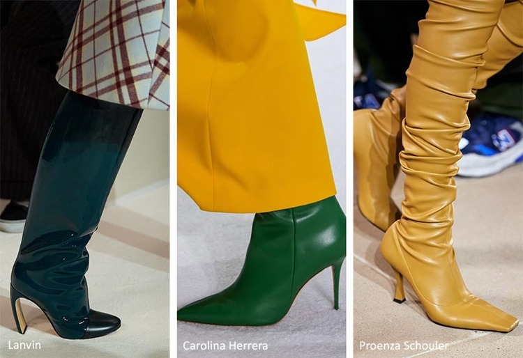 Shoe trends fall winter 2020 boots in bright colors like green and yellow