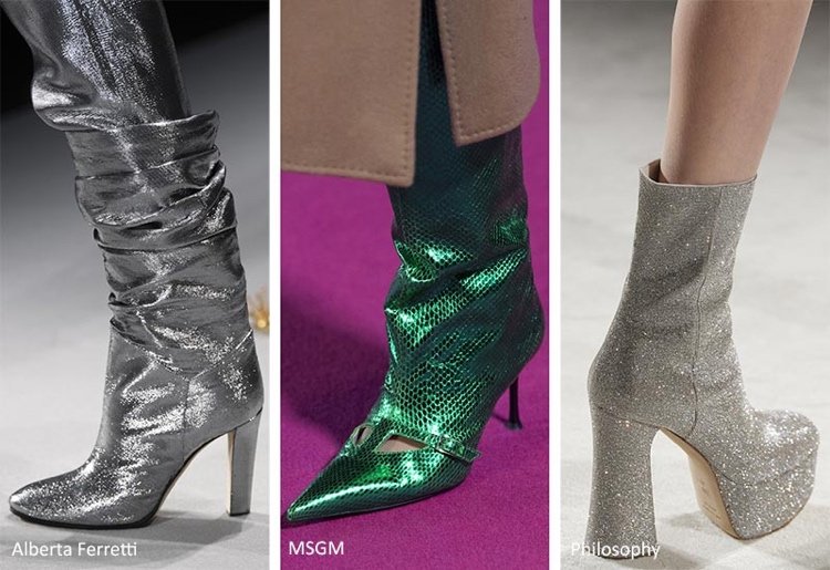 Shoe trends winter 2020 for women boots in metallic look