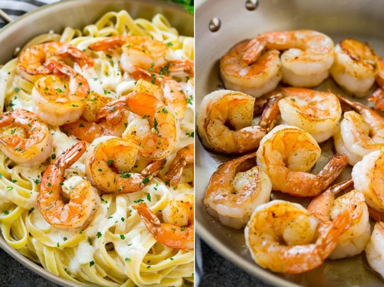 Shrimps with white sauce with any pasta