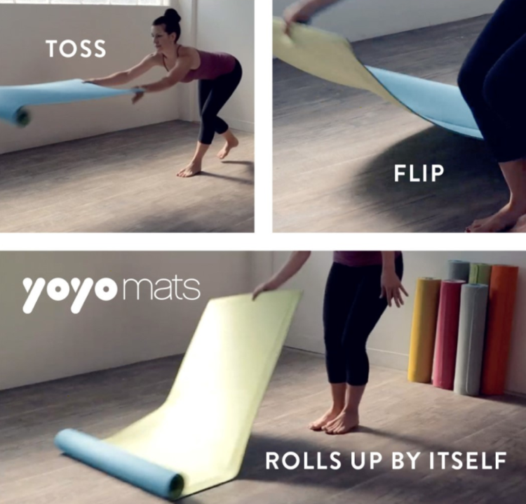 This is how the self-rolling yoga mat works
