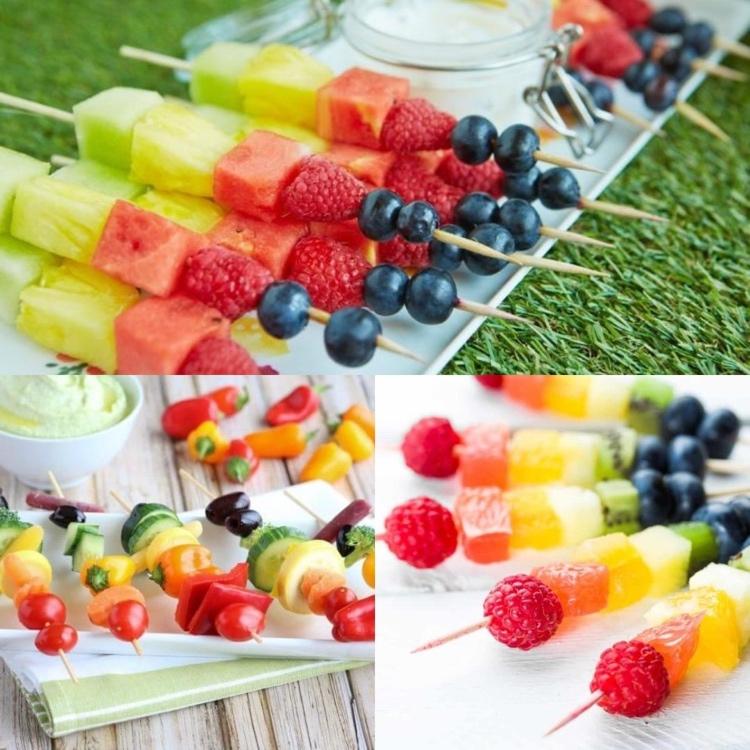 Sommer Snacks für Kinder Rezepte für frische Obstspieße und Rohkost mit Dip