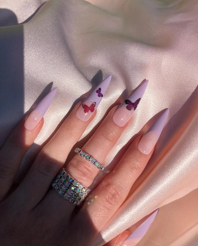 Stiletto nails trend butterfly nails acrylic nails summer 2020