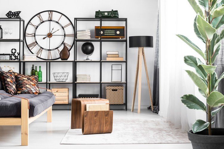 Furnishing the living room vintage Tips Living trends Decorating open shelves