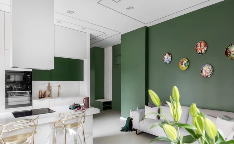 green and white are a harmonious color duo in modern homes