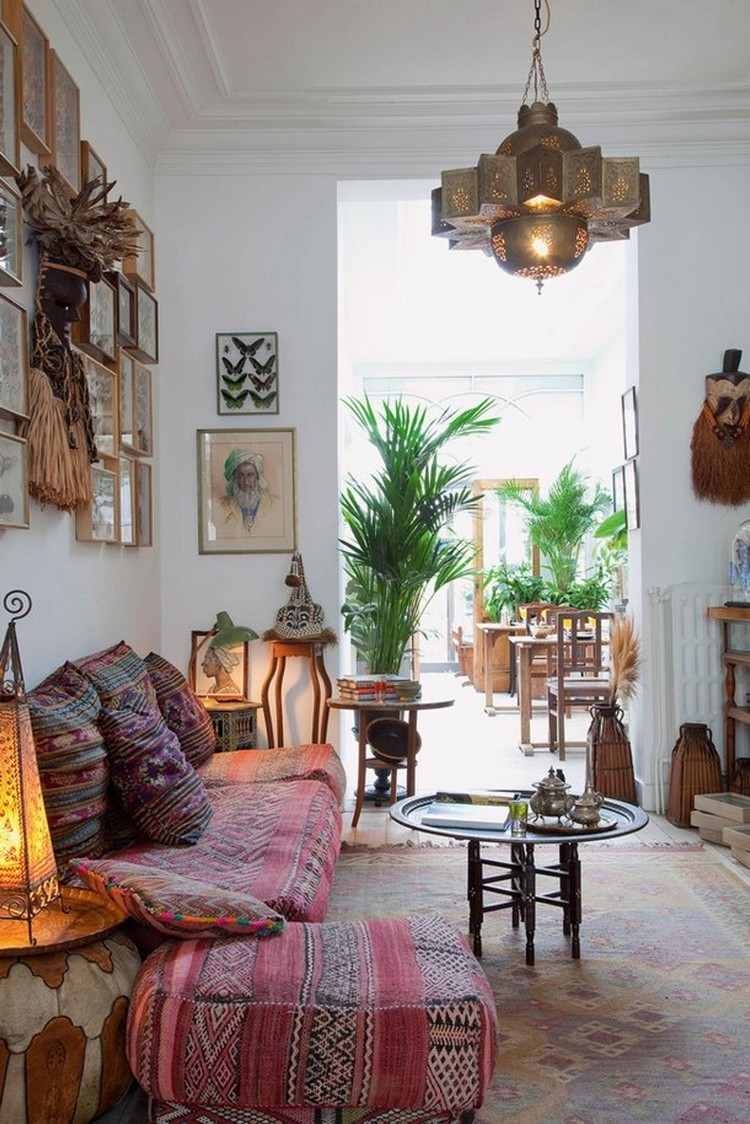 kleines Wohnzimmer einrichten Boho Wohnstil Trend Vintage Möbel