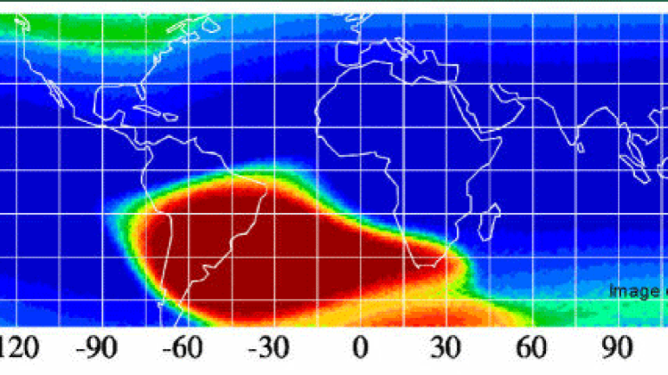 nasa image of geomagnetic field currently south atlantic anomaly