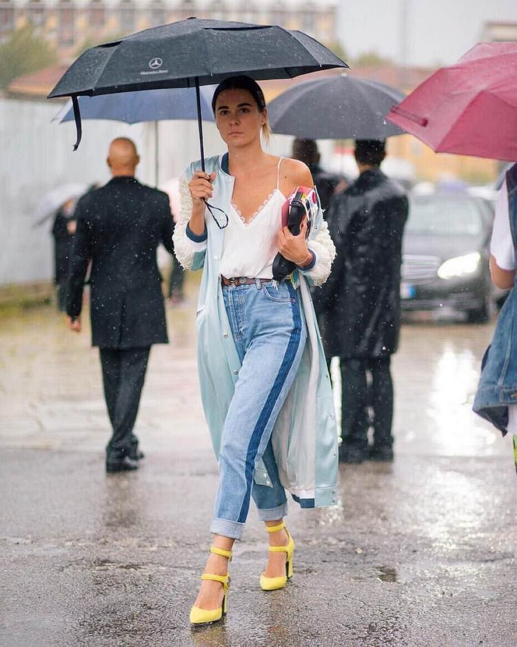 welche Schuhe bei Regen im Sommer anziehen Regenwetter Outfit Ideen