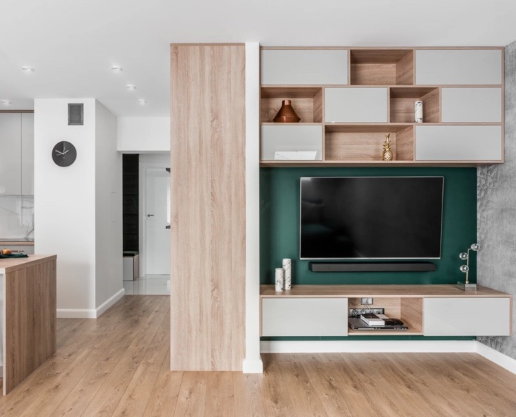 living room wall color green lets tv stand out