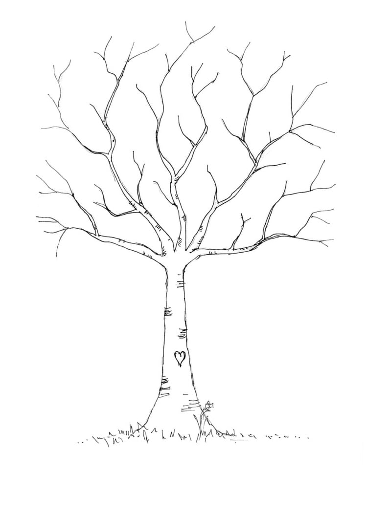 Birkenbaum gestalten mit Blättern aus Knete - Vorlage für Stamm und Äste