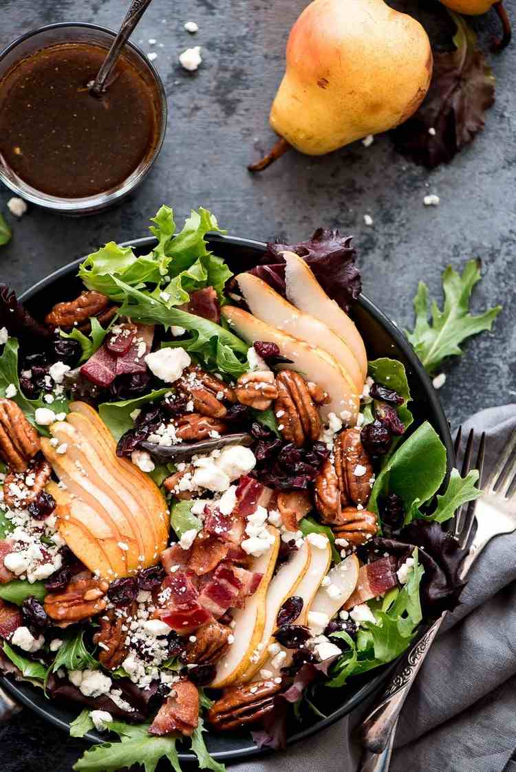 Couscous Salat Herbst Rezepte mit Birnen welches Dressing für Blattsalat