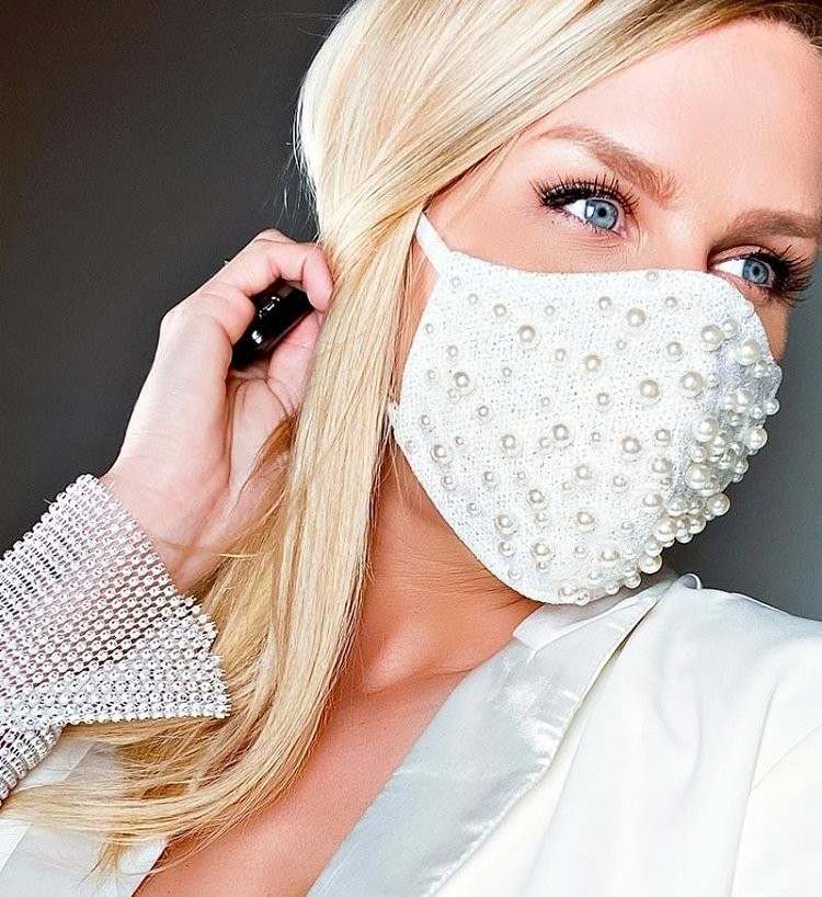 Gesichtsmaske mit Perlen Mundschutzmaske Hochzeit Braut-Mundschutz Trend