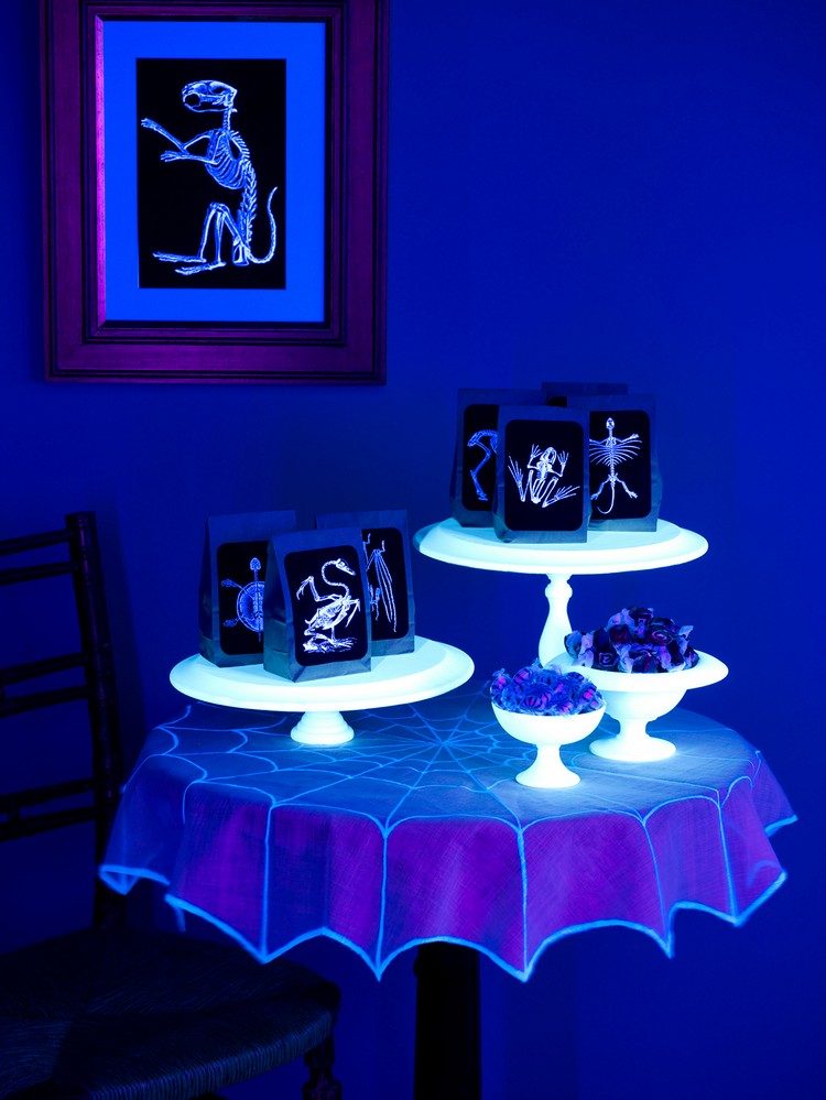 Glow in the Dark Partydeko Ideen Halloween Deko leuchtend selber machen