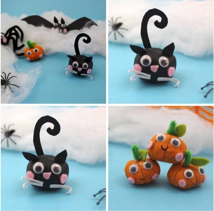 Halloween Party Deko basteln mit Kastanien