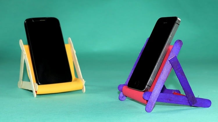 Handyhalter selber machen DIY Upcycling Ideen selbstgemachte Handy Accessoires