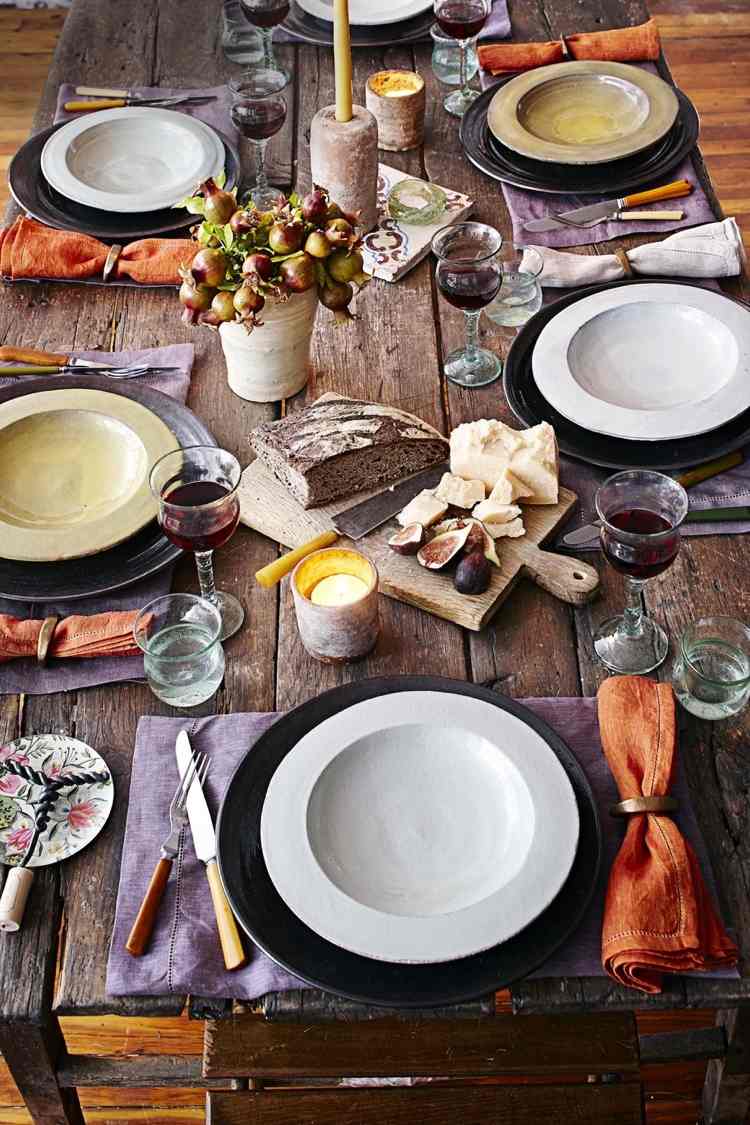 Herbstdeko für Tisch im modernen Landhausstil selber machen Anleitung