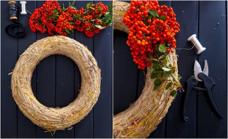 Make your own autumn wreath with rowan berries