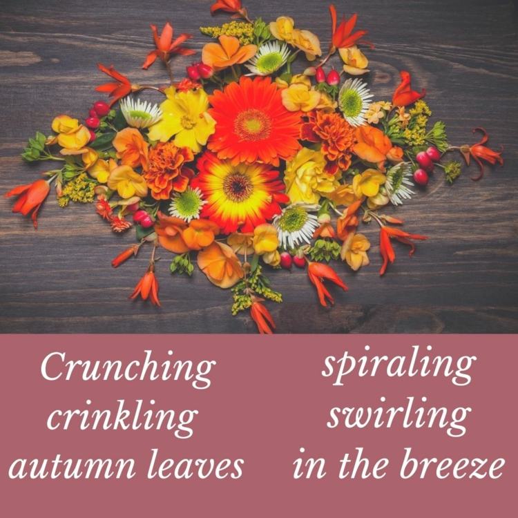 Herbstliche Blumen und Kindergedicht auf Englisch