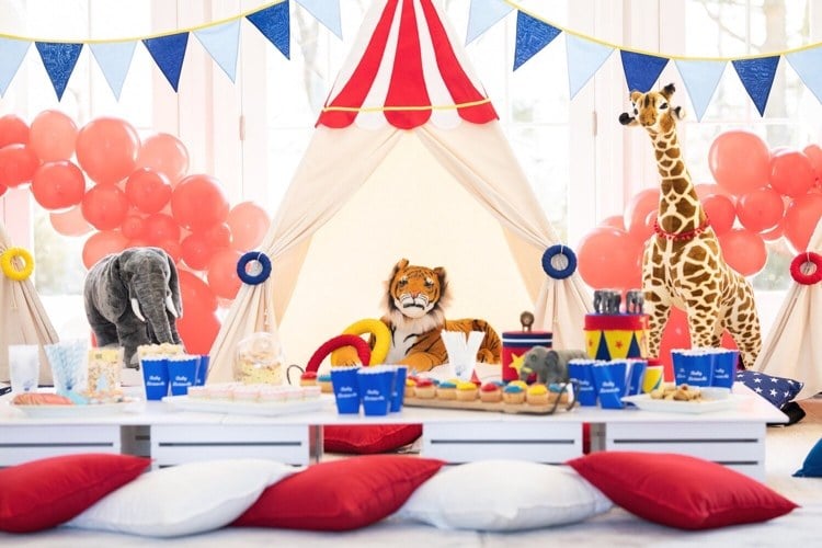 Ideen für Kindergeburtstag im Herbst zu Hause Zirkus Mottoparty organisieren Bastelideen