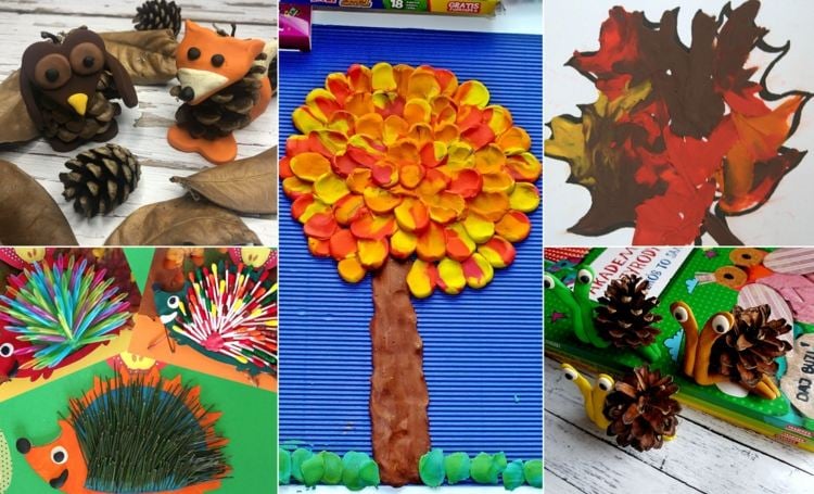 Kneten mit Kindern im Herbst - Bilder gestalten und Figuren basteln