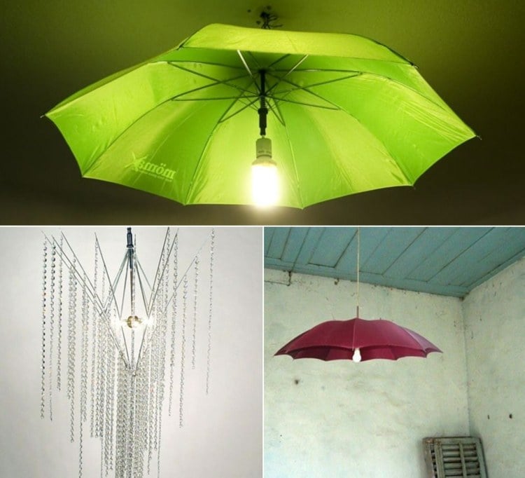 Kreative Lampen basteln aus den Schirmen oder dem Gestell