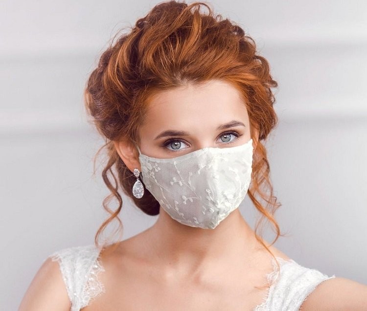 Mundschutzmaske für die Hochzeit Braut-Masken mit Perlen