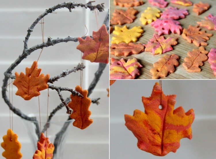 Schöne Anhänger in Herbstfarben und Blattform gestalten für Herbststräuße