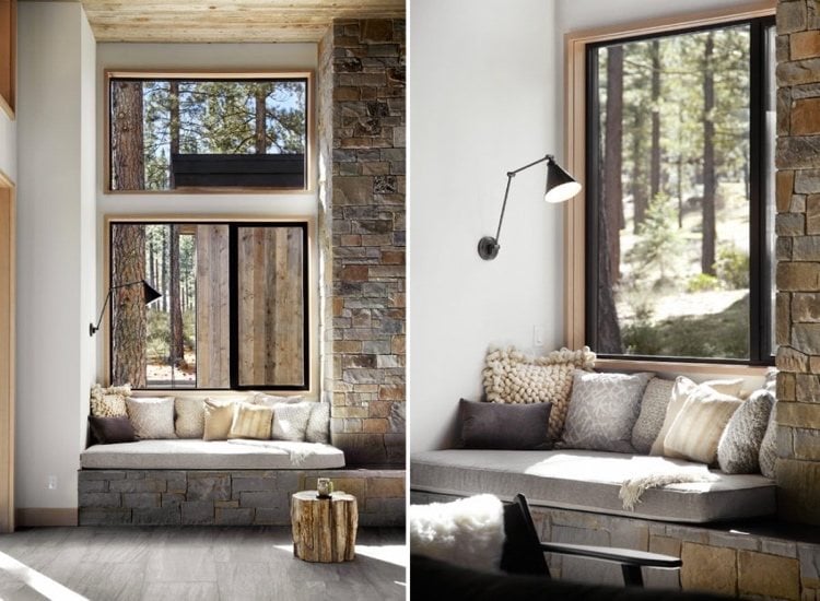 Sitzfenster mit Fensterbank aus Naturstein als Element der Innenarchitektur