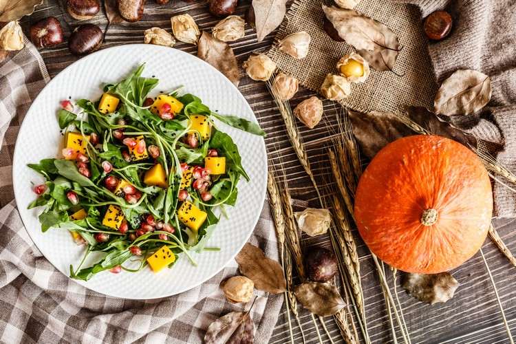 Vorspeise Salat Herbst Hokkaido Kürbis Rezepte