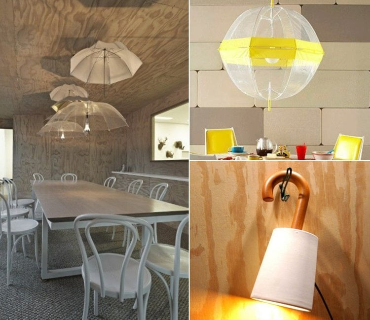 Make home accessories from old umbrellas yourself - lamps decorate the ceiling