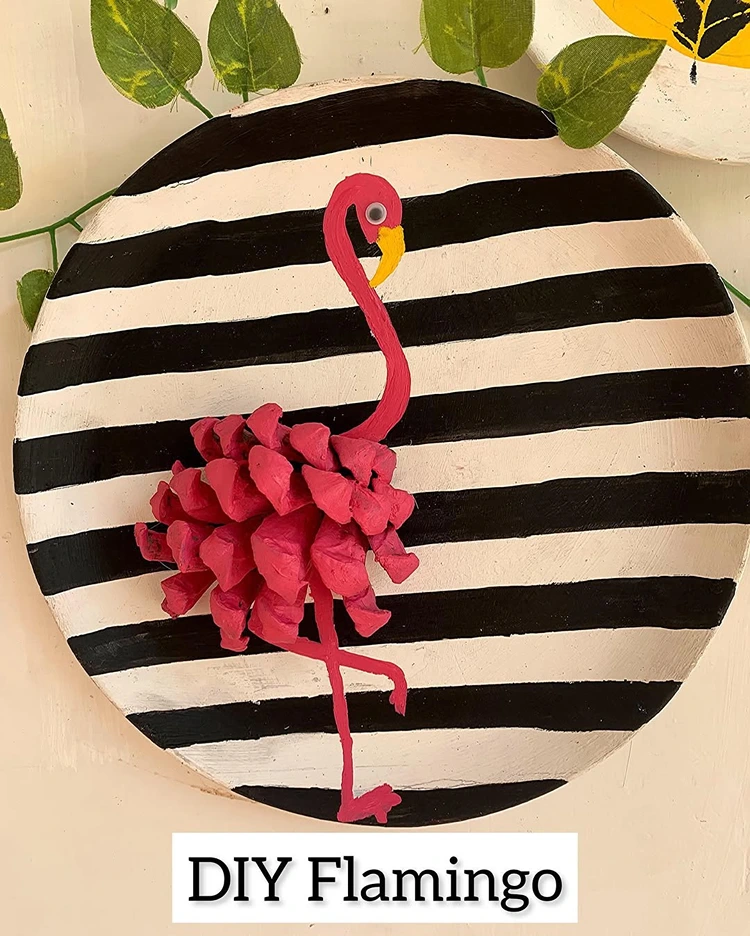 flamingo selber machen mit tannenzapfen