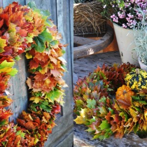 herbstkranz aus bunten blättern selber machen