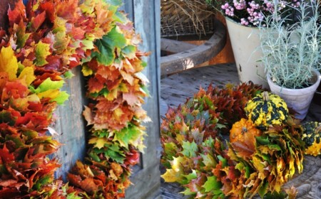 herbstkranz aus bunten blättern selber machen