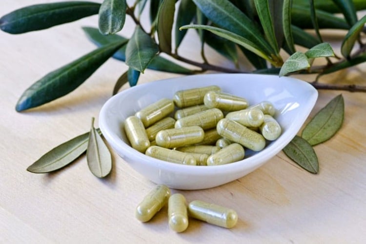 dietary supplement in the form of olive leaf extract capsules and dosage per day
