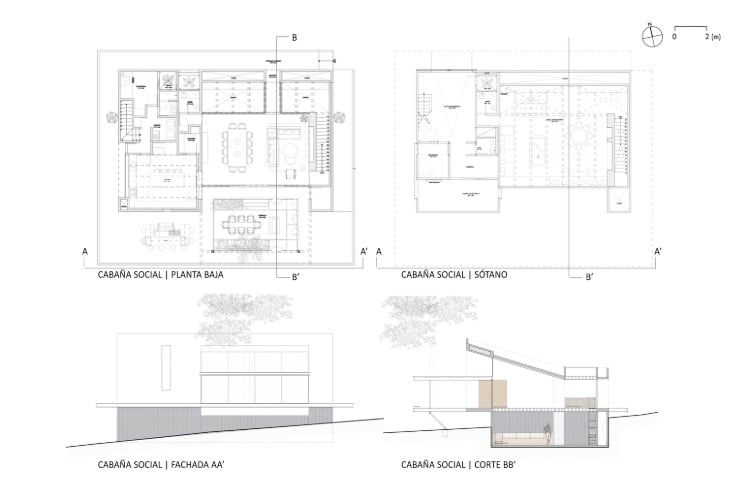 position und grundriss von san simon cabins vom architektenbüro weber in mexiko